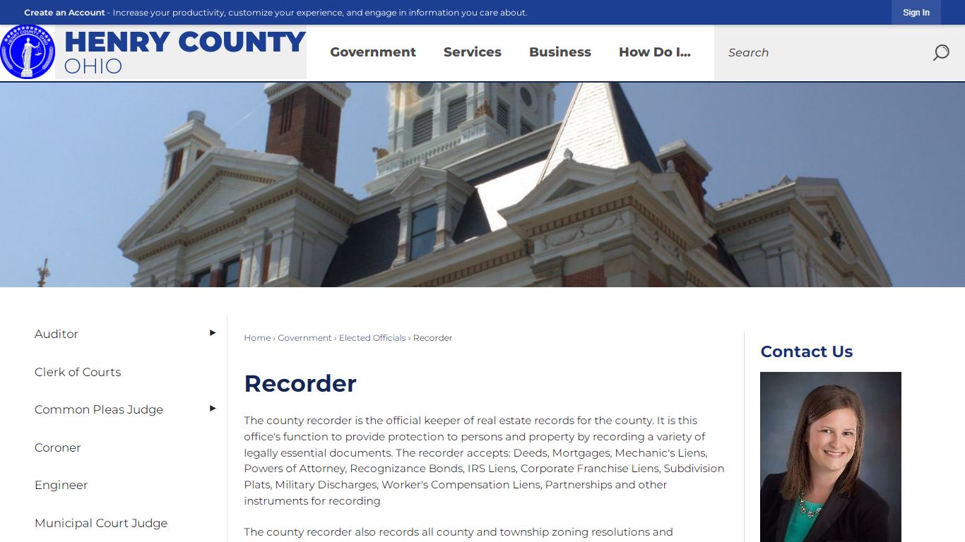 Recorder | Henry County, OH